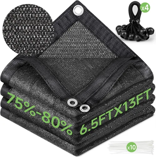 Vista 11 de FOTMISHU Tela de sombra de 75% a 80% de 6.5 x 10 pies, resistente y antienvejecimiento, red resistente a los rayos UV, bloqueador solar para jardín