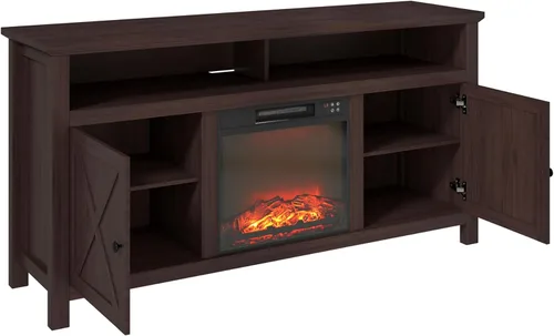 Vista 12 de Clihome Juego de soporte de TV con chimenea, centro de entretenimiento de 47 pulgadas con chimenea con gabinete, insertos de chimenea eléctrica