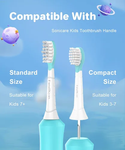 Vista 3 de Cabezales de repuesto para niños de Philips Sonicare: Cepillo de dientes eléctrico suave para niños de 3+ años, cabezal de cepillo compacto