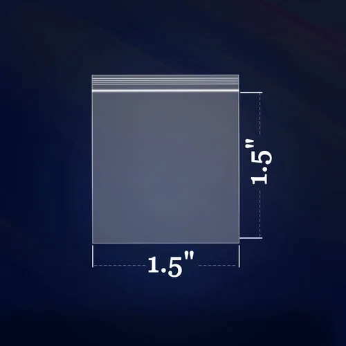 Vista 2 de 500 unidades - 1.5" x 1.5", bolsas de plástico transparente con cremallera resellable de 2 mil con cierre de sello resellable para monedas, joyas