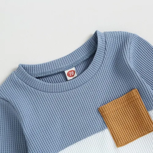 Vista 60 de Conjunto de 2 piezas de ropa para bebé y niño, sudadera con cuello redondo con letras y pantalones casuales de otoño e invierno B Negro-marrón