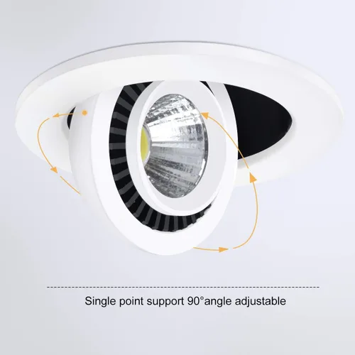 Vista 2 de YGS-Tech Gimbal LED de globo ocular de 2 pulgadas, iluminación empotrable regulable, 3 W (equivalente a halógeno de 35 W) foco ajustable, 2700 K