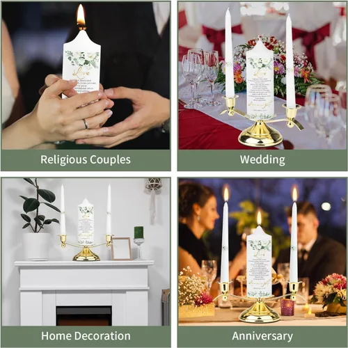 Vista 5 de Unity - Juego de portavelas de boda para ceremonia, accesorios de día de boda para ceremonia de recepción, decoración de 3 brazos, soporte de vela
