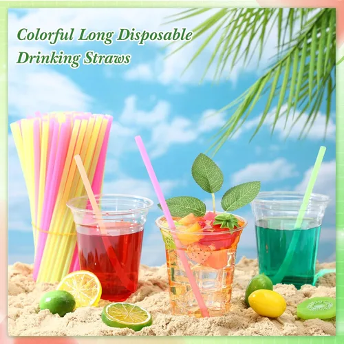 Vista 2 de Eaasty 1000 popotes desechables de plástico a granel, 0.24 pulgadas de diámetro y 7.87 pulgadas de largo de plástico desechables para beber