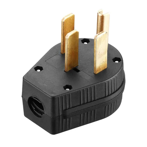 Vista 5 de Miady NEMA 14-50P enchufe de alimentación, 50-Amp 4-Prong 125/250V ángulo de cuchilla recta, secadora, conector de reemplazo macho.