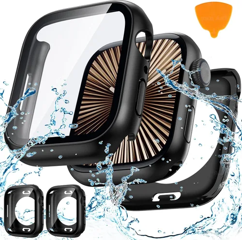 Vista 13 de Goton - 2 fundas para protector de pantalla de Apple Watch de 40 mm, series 6/5/4, SE 3/2/1, funda de protección de PC impermeable con vidrio