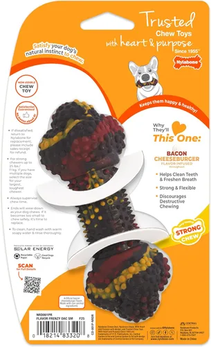 Vista 9 de Nylabone Flavor Frenzy Juguete para morder para perros con sabor a hamburguesa con queso y tocino, S