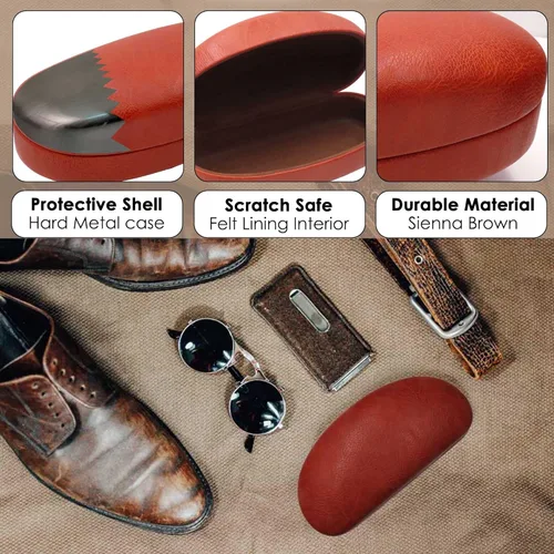 Vista 4 de MyEyeglassCase Estuche rígido para lentes de sol, soporte para lentes de mujer, funda grande y duradera para gafas con funda rígida con bolsa y tela