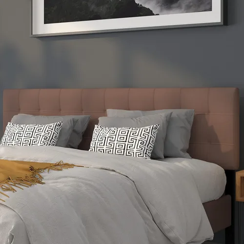 Vista 9 de Flash Furniture Bedford - Cabecero tapizado con capitoné de puntada de caja para cama individual en tela beige