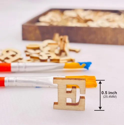 Vista 8 de Cregugua 592 letras del alfabeto de madera de 1/2 pulgada y números de madera sin terminar con bandeja de almacenamiento rústica para álbumes