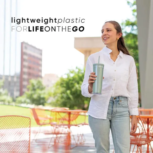 Vista 6 de Simple Modern Vaso de plástico mate con tapa y pajilla, reutilizable, sin BPA, vaso de batido de doble pared para café helado, regalos para mujeres