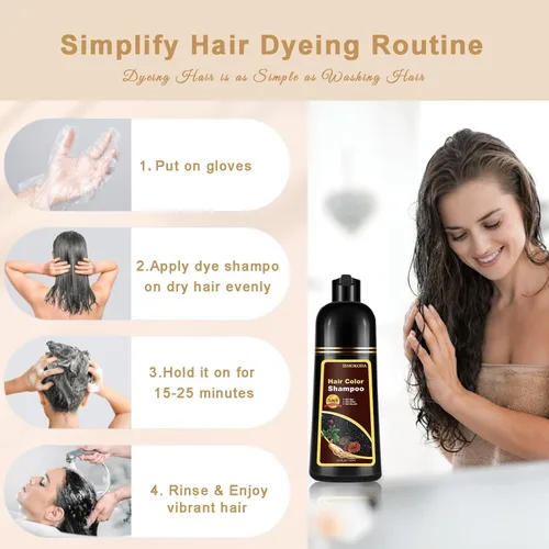 Vista 7 de Champú de Tinte de Café para el Cabello, Champú para el Color del Cabello, Tinte de Cabello Marrón de Larga Duración, Champú Para Pintar el Cabello