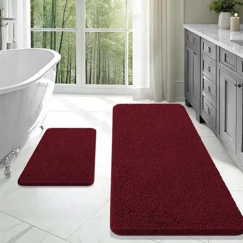 Vista 177 de OLANLY Juego de 2 alfombras de baño de felpilla suave y absorbente, antideslizantes, de secado rápido, lavables a máquina, accesorios de decoración