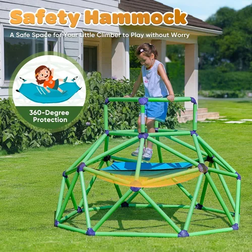 Vista 12 de Zupapa Monkey Bars Cúpula de Escalada con Hamaca - Gimnasio de la Jungla Resistente y Portátil con Hamaca para Niños, Conjunto de Juegos de Patio