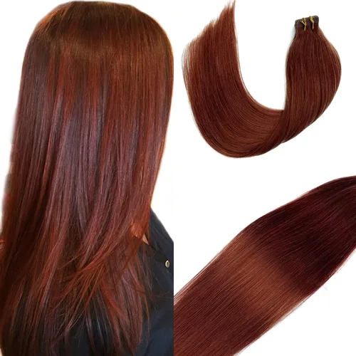 Vista 18 de Extensiones de cabello humano real con cinta, 20 piezas de cabello Remy invisible de doble cara, extensiones de cabello Remy con cinta adhesiva