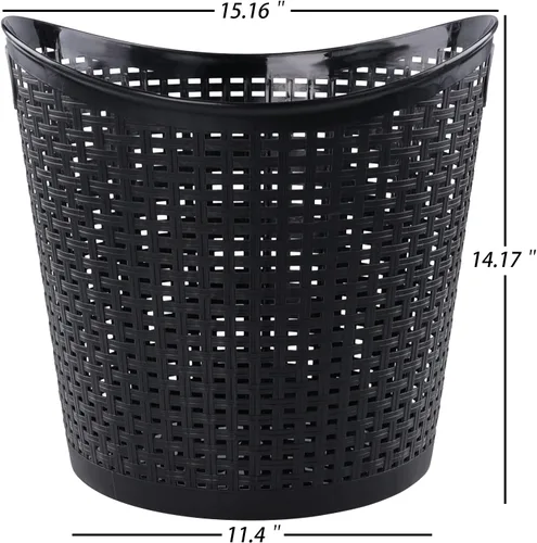 Vista 2 de Cesta de lavandería flexible de plástico de 40 L, cesta de lavandería negra con asas, 6 paquetes