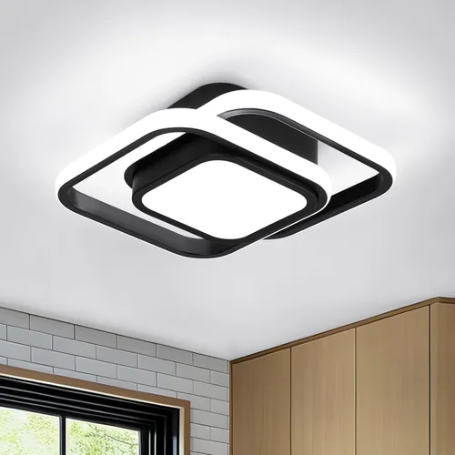 Vista 16 de CANEOE Lámpara de Techo Cuadrada para Pasillo, 6000K Blanco Frío Luz de Techo Moderna de Montaje al Ras, Accesorios de Iluminación LED Cromados