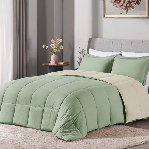 Vista 12 de LOVTEX Juego de edredón de 3 piezas tamaño King, juego de edredón de microfibra lavada ultrasuave para cama tamaño King, edredón reversible