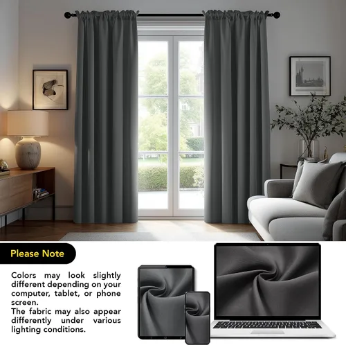 Vista 10 de [Usado] Deconovo Cortinas opacas, aislamiento térmico, dobladillo para barra, reducción de ruido, certificado Oeko-TEX, cortinas de oscurecimiento