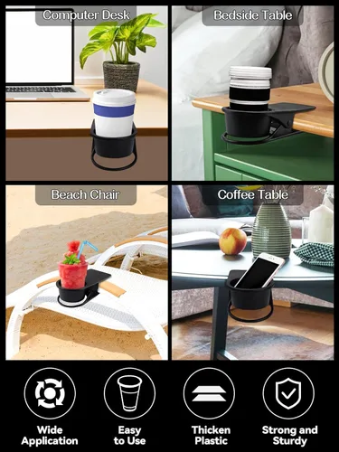 Vista 7 de Soporte para tazas de bebida, soporte para botellas de escritorio Kalolary DIY, abrazadera de vidrio, clip de platillo de almacenamiento, soporte