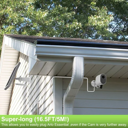 Vista 4 de UYODM Paquete de 3 cargadores de panel solar compatibles con Arlo Essential Spotlight/XL solamente, cable de carga de alimentación de 16.5 pies