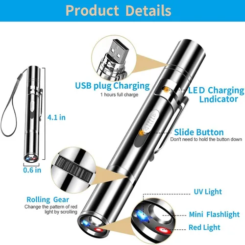 Vista 3 de Cat Toys, with Metal Case, Rechargeable, 7 Adjustable Patterns (1) (1 Pieces)