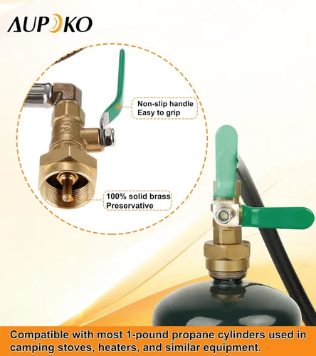 Vista 5 de Aupoko Manguera adaptadora de repuesto de propano de 36 pulgadas, manguera de extensión de propano con válvula de control de encendido y apagado