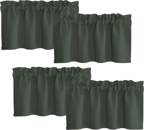 Vista 50 de NICETOWN Cenefa de cocina para ventanas, cortina corta con bolsillo para barra de estilo campestre con aislamiento térmico para sala de estar