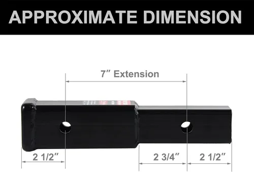 Vista 3 de Tubo receptor 864333 Extensor de enganche de remolque de 7 pulgadas de extensión, se adapta al receptor de enganche de 2 pulgadas, 3,500 libras