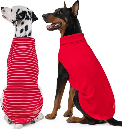 Vista 15 de KYEESE Paquete de 2 suéteres para perro, abrigo para mascotas, cuello alto, ropa elástica para perros, suéteres súper suaves para perros pequeños