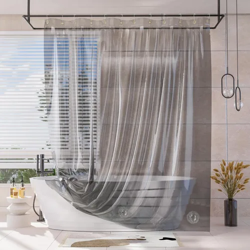 Vista 18 de AmazerBath Forro de cortina de ducha, 100% EVA, suave ámbar transparente, resistente, cortina de ducha y forro 2 en 1, 72 x 72 pulgadas, forro