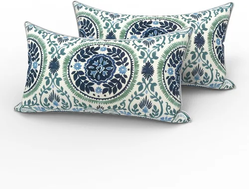 Vista 17 de LVTXIII - Juego de fundas para cojines de sofá o sillón de exteriores, para lumbar, no se decoloran, 2 unidades de 12" x 20", con relleno, estampado