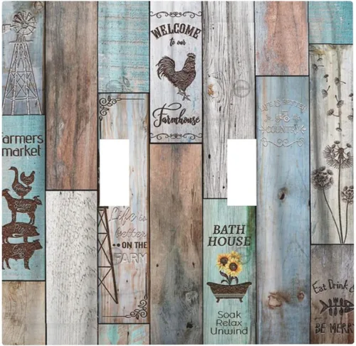 Vista 87 de Cubiertas de Enchufe Dúplex de 1 Gang con Hojas Florales de Eucalipto Azul en Acuarela, Placa Frontal Decorativa para Interruptor de Luz, Placa