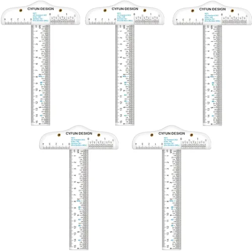 Vista 7 de Regla cuadrada en T de acrílico transparente de 12 pulgadas para una fácil referencia mientras se elabora, herramienta de mano con regla cuadrada