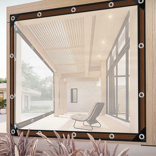 Vista 7 de ZYP Lona resistente transparente impermeable de 4x6 pies para jardín al aire libre, lona de vinilo transparente con ojales, lona impermeable