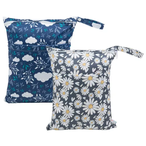 Vista 30 de ALVABABY 3 bolsas de pañales de tela para bebé de Halloween, impermeables, reutilizables, con dos bolsillos con cremallera, para viajes, playa