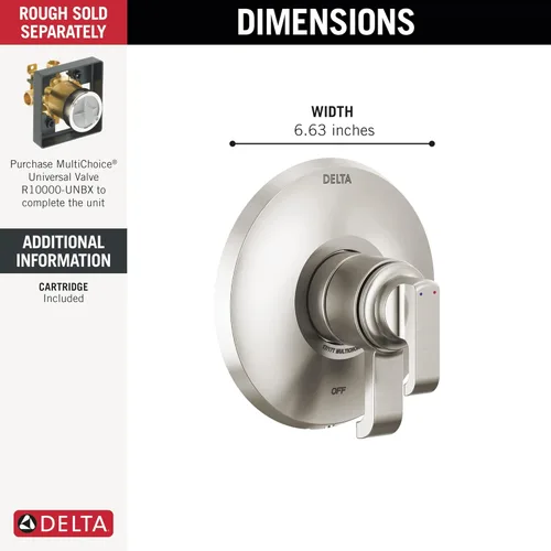 Vista 2 de Delta Faucet Tetra Serie 17 Lumicoat T17089-SS-PR - Kit de moldura de válvula de ducha de doble función, mango de ducha, kit de moldura de ducha