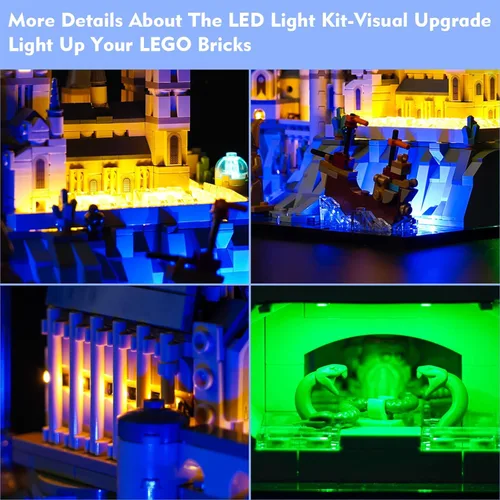 Vista 3 de VONADO Kit de luces LED RC actualizado para Lego Hogwarts Castle and Grounds 76419, juego de iluminación creativa con control remoto, accesorios