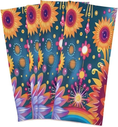 Vista 2 de GAIREG Psychedelic Colorful Retro Flowers Hand Towel Kitchen, 28x18 Inch Absorbent Spring Towels Kitchen