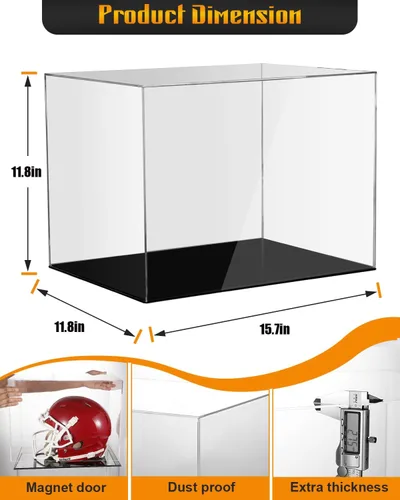 Vista 5 de Football Helmet Display Case Full Size, Clear Acrylic Football Helmet Case Display Case with UV Protection No Assembly Required Full Size Helmet