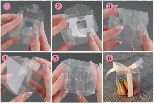 Vista 5 de PayPie Paquete de 45 cajas de regalo transparentes de 3 x 3 x 3 pulgadas con cintas, cubos de plástico transparente para decoraciones de cumpleaños