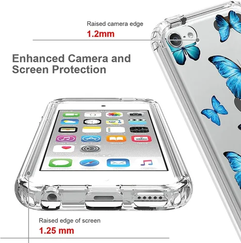 Vista 2 de Funda para iPod Touch 6/iPod Touch 5/iPod Touch 7 para niñas, cuerpo completo, a prueba de golpes, transparente, suave, flexible, TPU delgado, funda