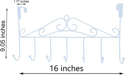 Vista 3 de eywlwaar Ganchos para colgar sobre la puerta, 7 ganchos de hierro, resistentes para colgar ropa y ropa (2 unidades, blanco)
