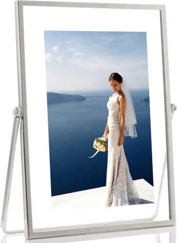 Vista 7 de Lawrence Frames Marco de fotos de metal con caballete flotante, 4 x 4, color negro