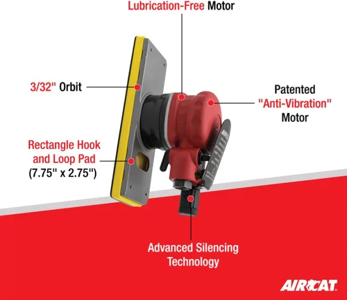 Vista 2 de AIRCAT Herramientas neumáticas 6700-JBS-332: Lijadora Jitterbug, órbita de 3/32 pulgadas, 10,000 RPM