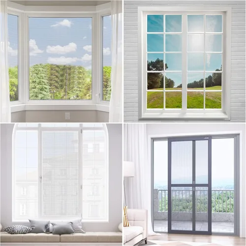 Vista 7 de FLYZZZ Pantalla de malla para ventana, rollo de malla para puerta, malla de repuesto para bricolaje (gris, 48 x 100 pies)