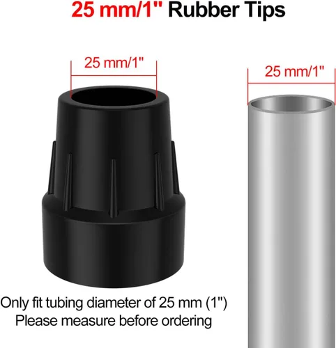 Vista 2 de supregear Puntas de bastón de goma de 1 pulgada (0.157 x 0.984 in), tapones de extremo resistentes para bastón de caminar, tapas de repuesto de 1