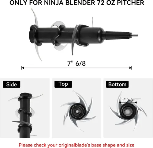 Vista 2 de Piezas de repuesto de 6 cuchillas para licuadora compatibles con jarra de 72 oz de Ninja, cuchillas compatibles con sistema de cocina de 1100 W