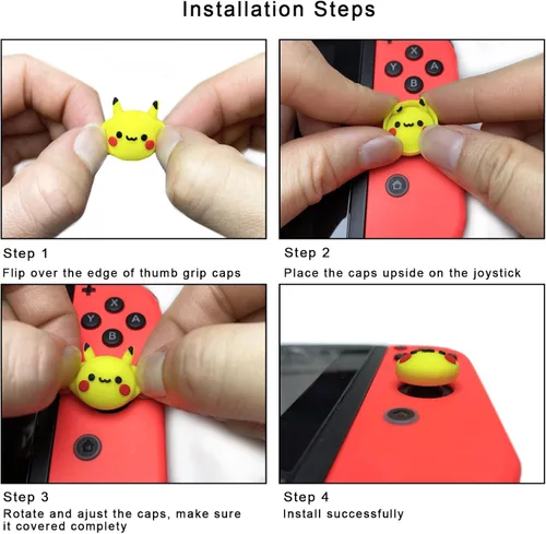 Vista 6 de TIKOdirect Lindas tapas de agarre para pulgar compatibles con Switch Joy-conOLEDSwitch Lite, agarre de tapa de mando Kawaii, 4 piezas, cubierta