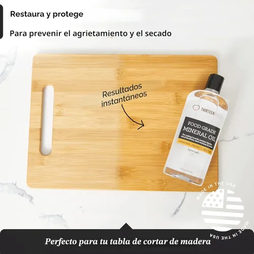 Vista 2 de Thirteen Chefs Aceite mineral – Acondicionador de grado alimenticio de 8 onzas para tabla de cortar madera, encimera y bloque de carnicero